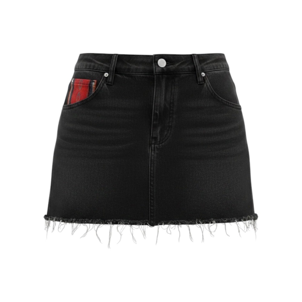 Black Denim Vintage 90s Mini Skirt size 7/8 Southwestern Boho Festival Y2K Retro